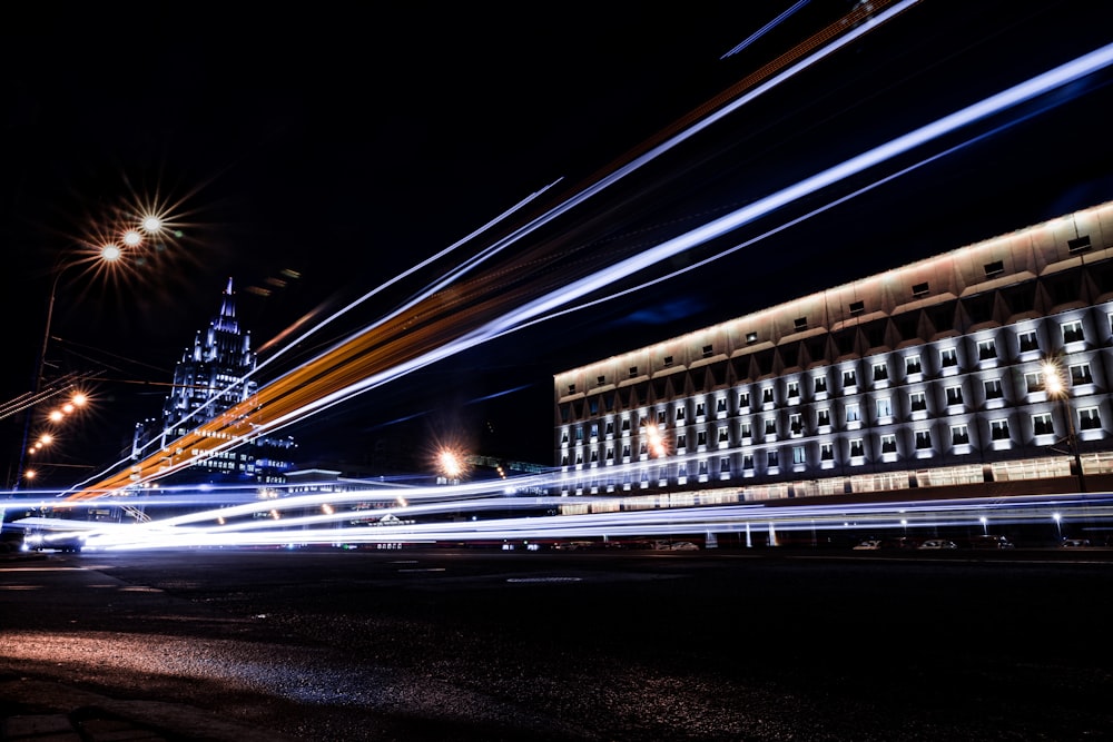 time lapse photography of vehicle lights