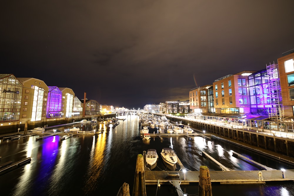 boats at dock in time-lapse photography