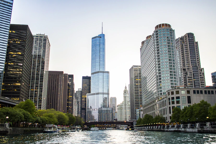High-rise towers along the Chicago River