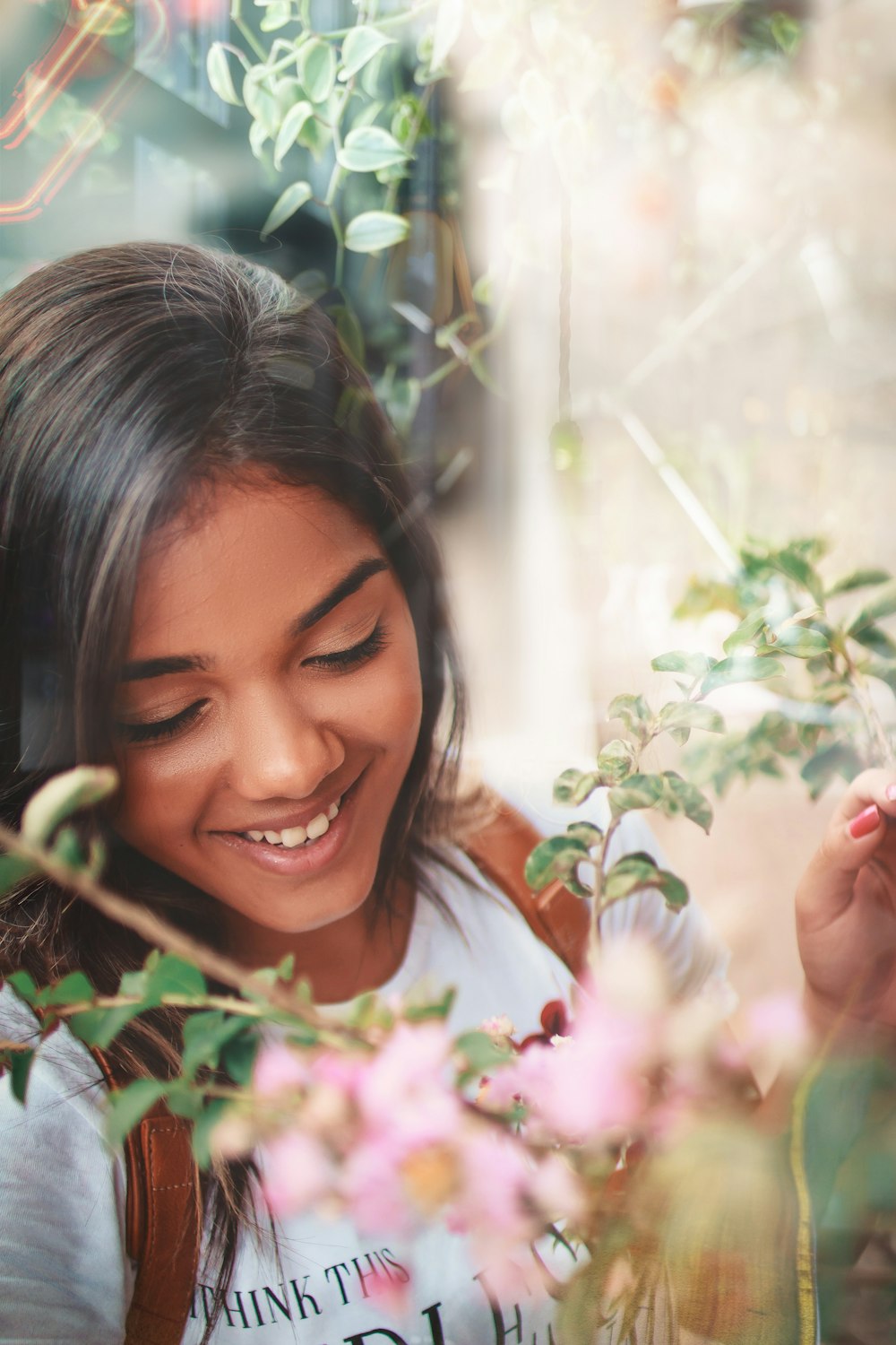 woman holding flower