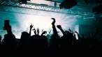 silhouette of people inside stage