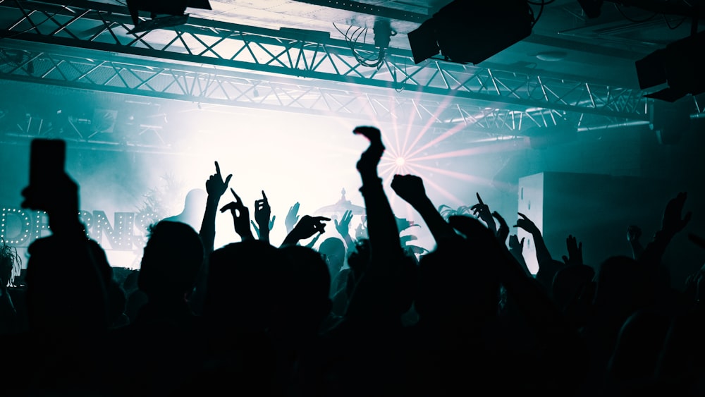 silhouette of people inside stage