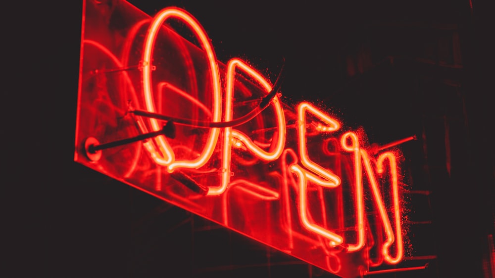 red open neon sigange