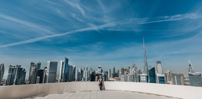 A stunning penthouse with a view of the city skyline.