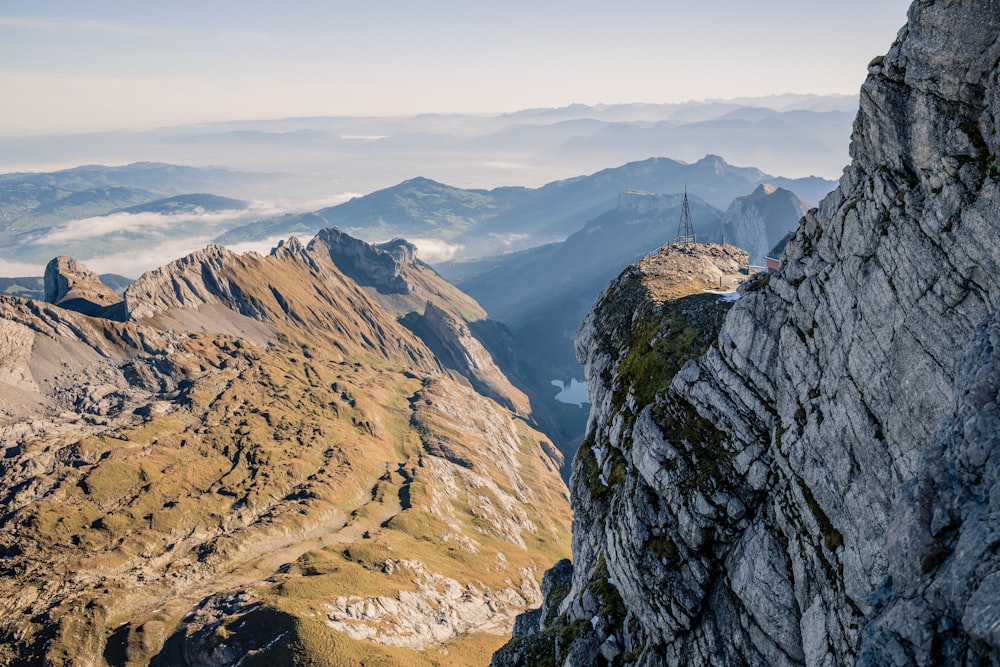 high angle photography of brown mountain