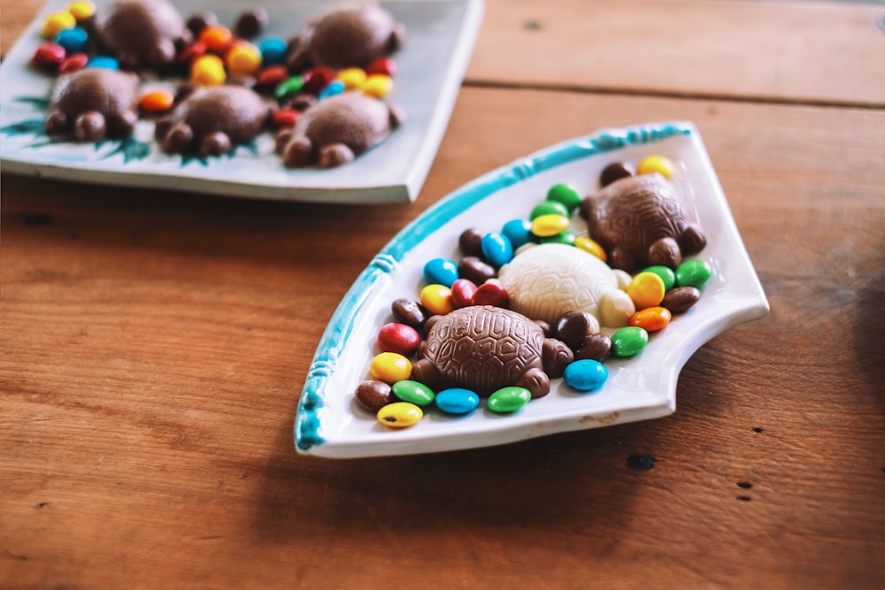 assorted-color chips on plate