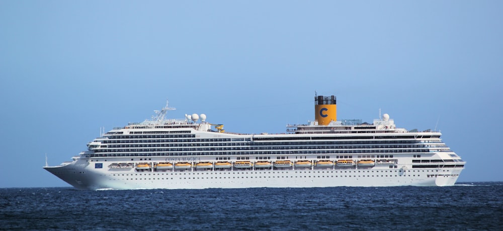 white cruise ship on sea