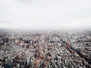 An overhead view of a bustling city, symbolizing growth and innovation in the startup ecosystem.