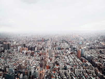 An overhead view of a bustling city, symbolizing growth and innovation in the startup ecosystem.