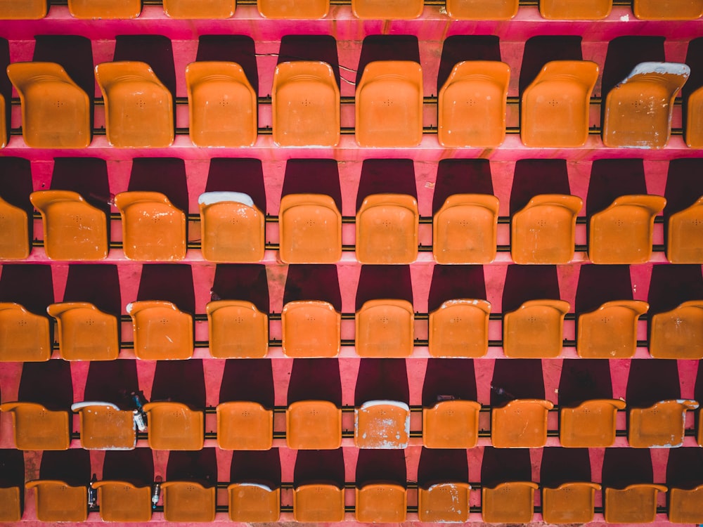 empty plastic bleachers