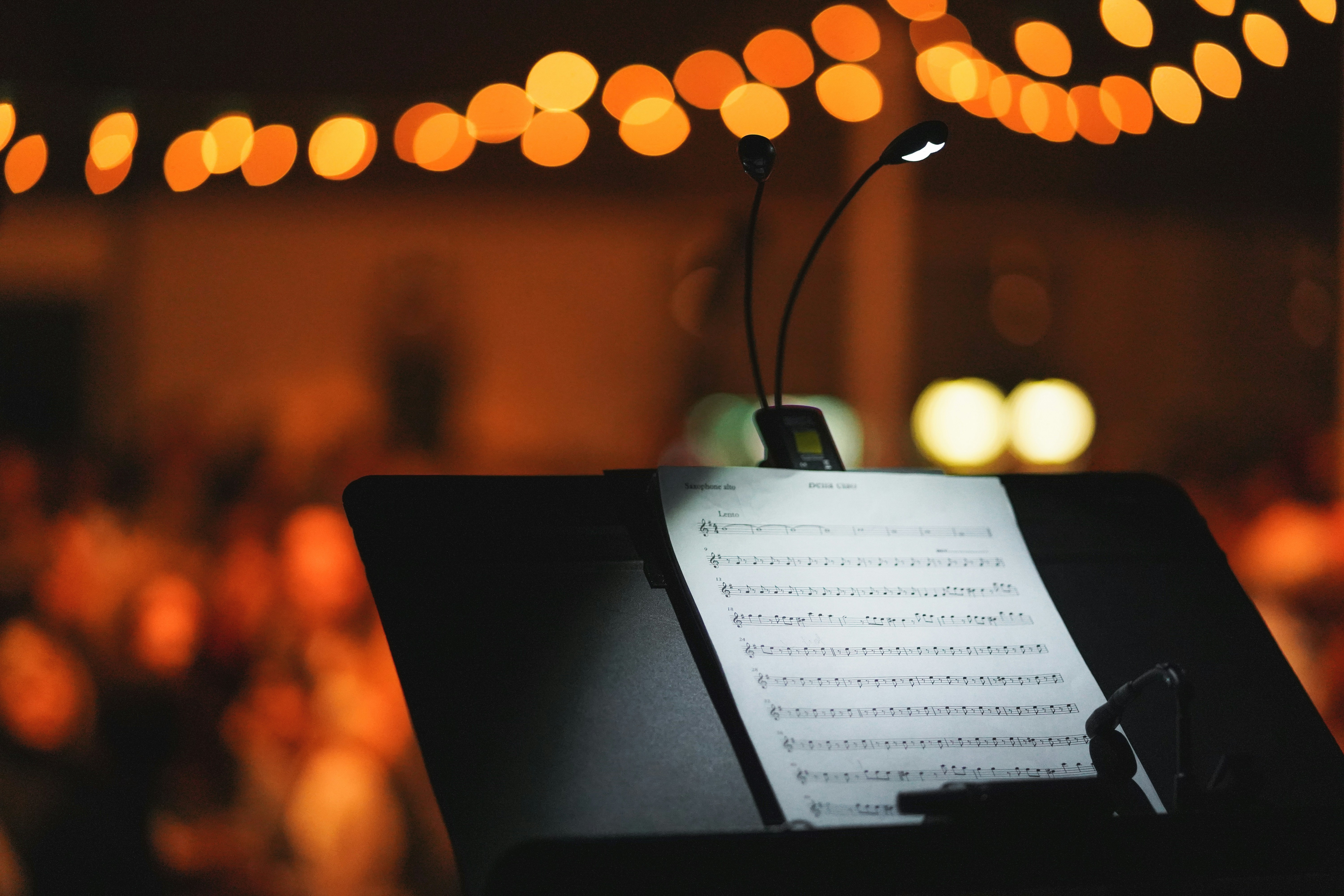 musical score on a stand