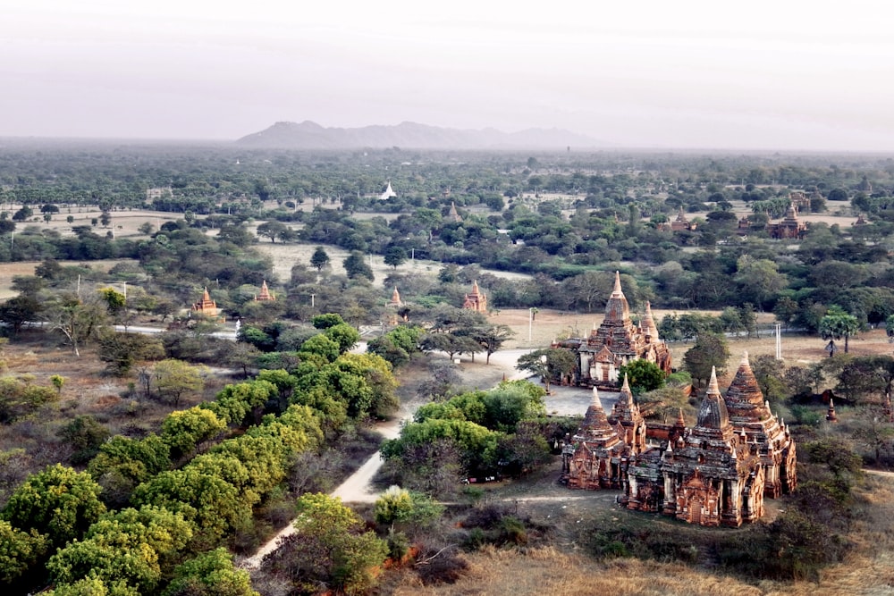 high-angle photography of red castle