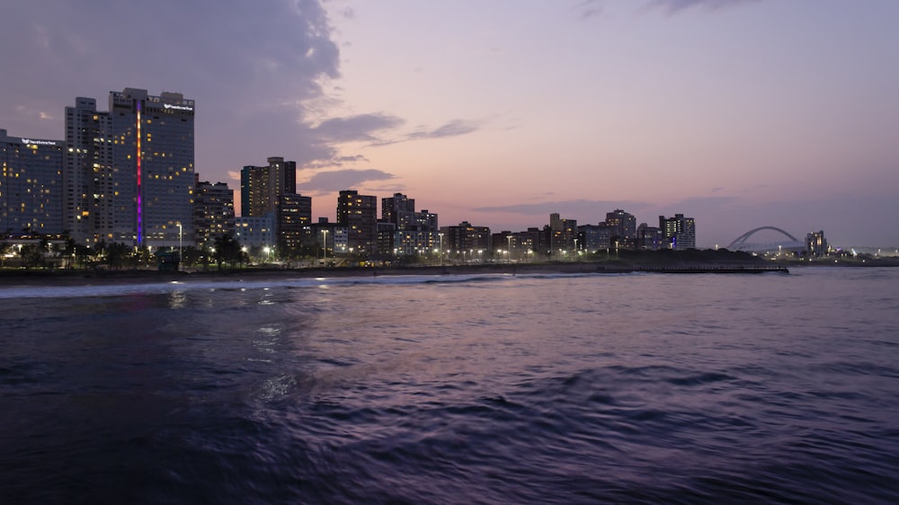 panoramic photo of lighted buildings