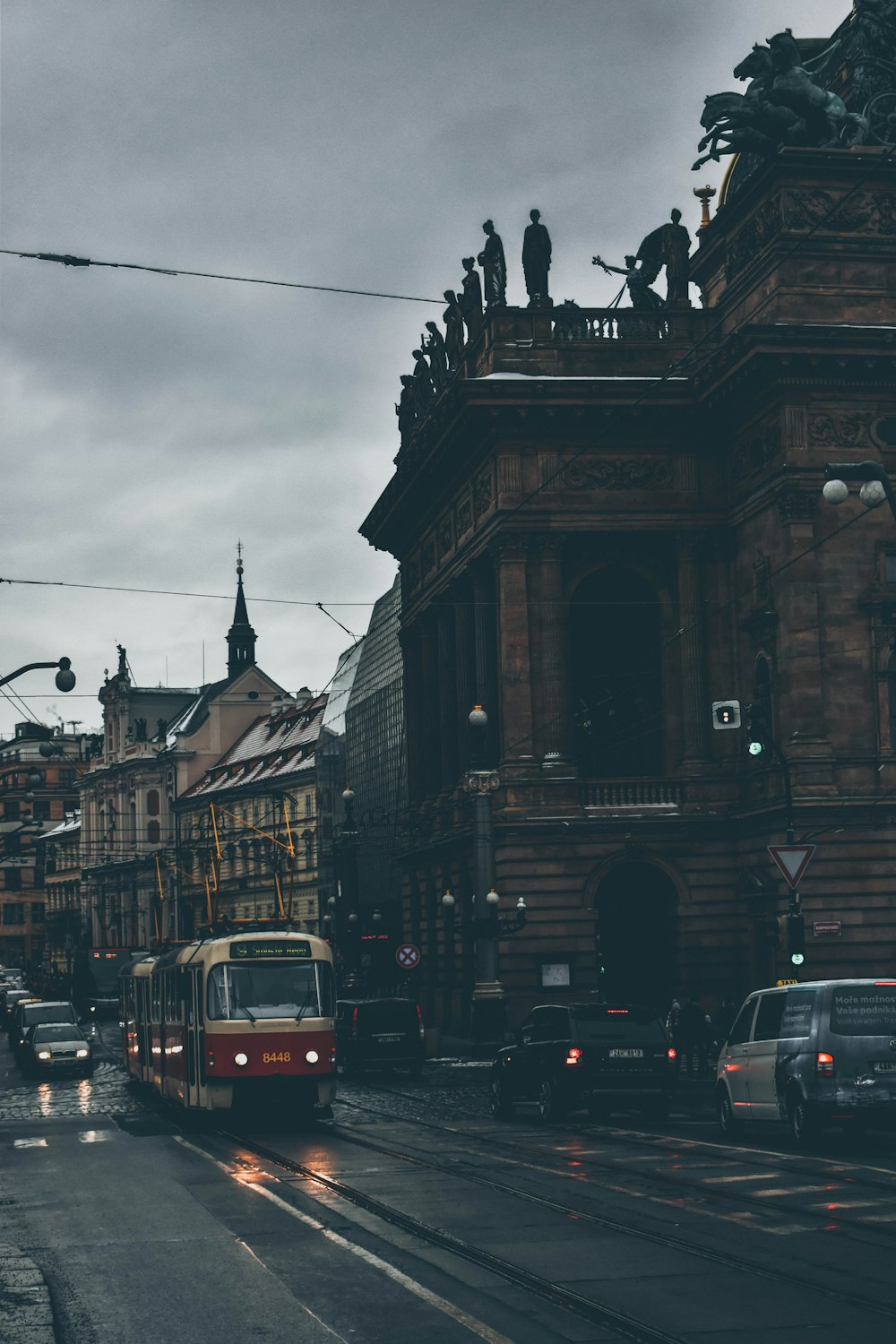 red and white city train