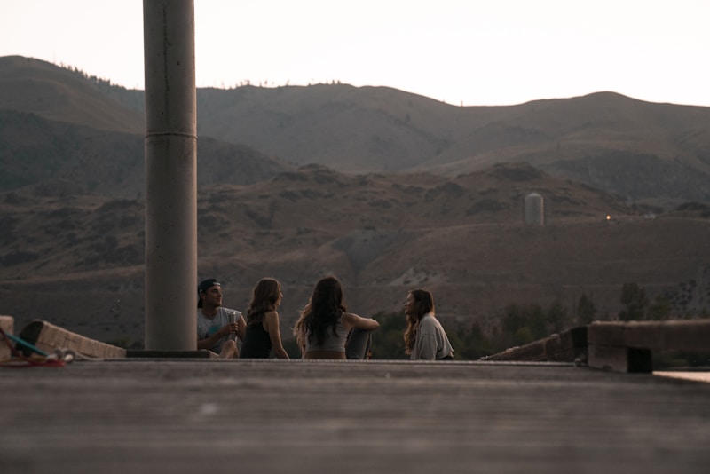 people sitting over looking mountains