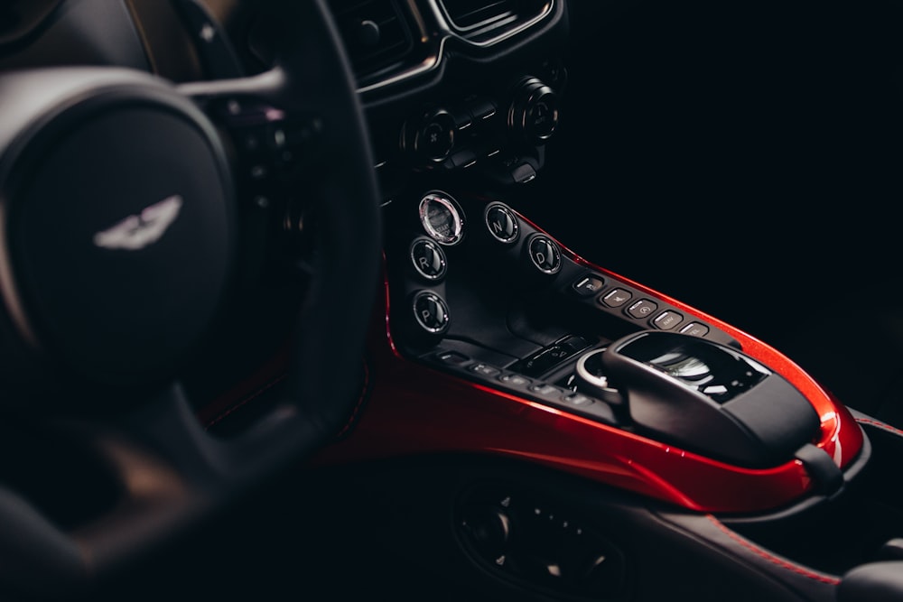 red and black car center console