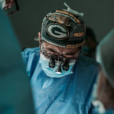 doctor wearing Green Bay Packers hat