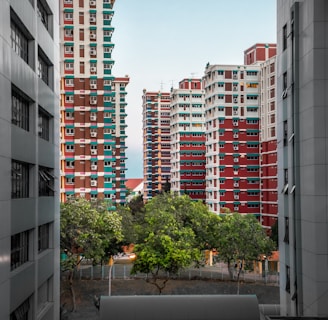 red and gray high-rise buildings