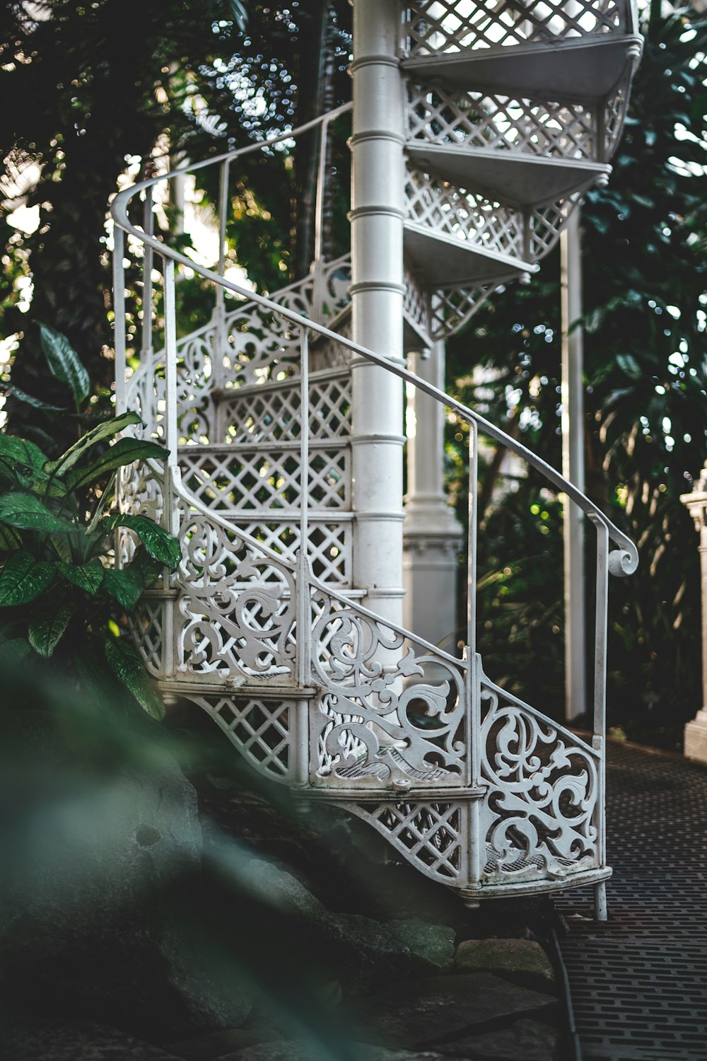 white metal stair during daytime