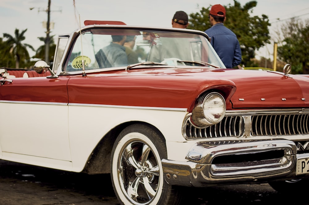 red and white convertible