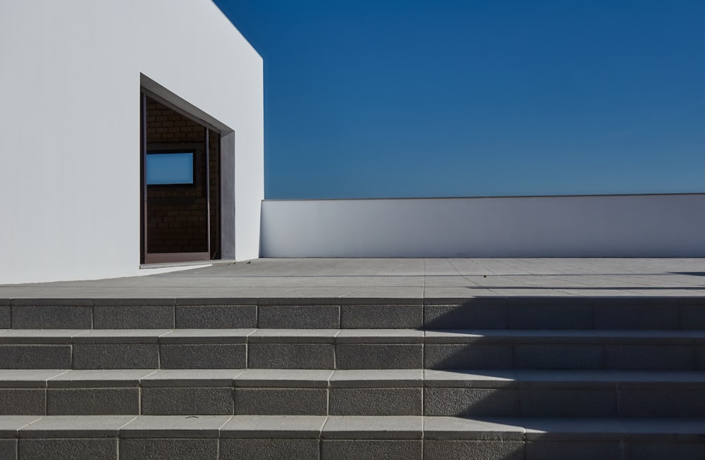 empty gray concrete stairs