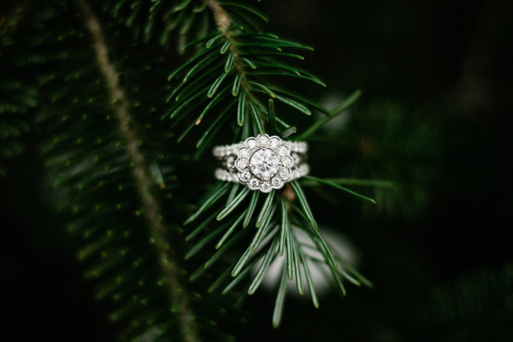 silver-colored ring