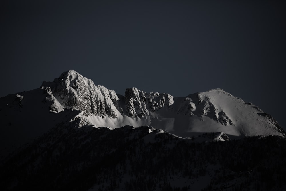 grayscale photography of snow mountain