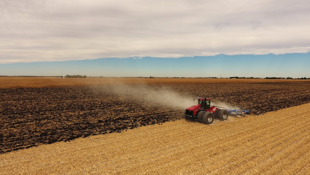 red tractor on field