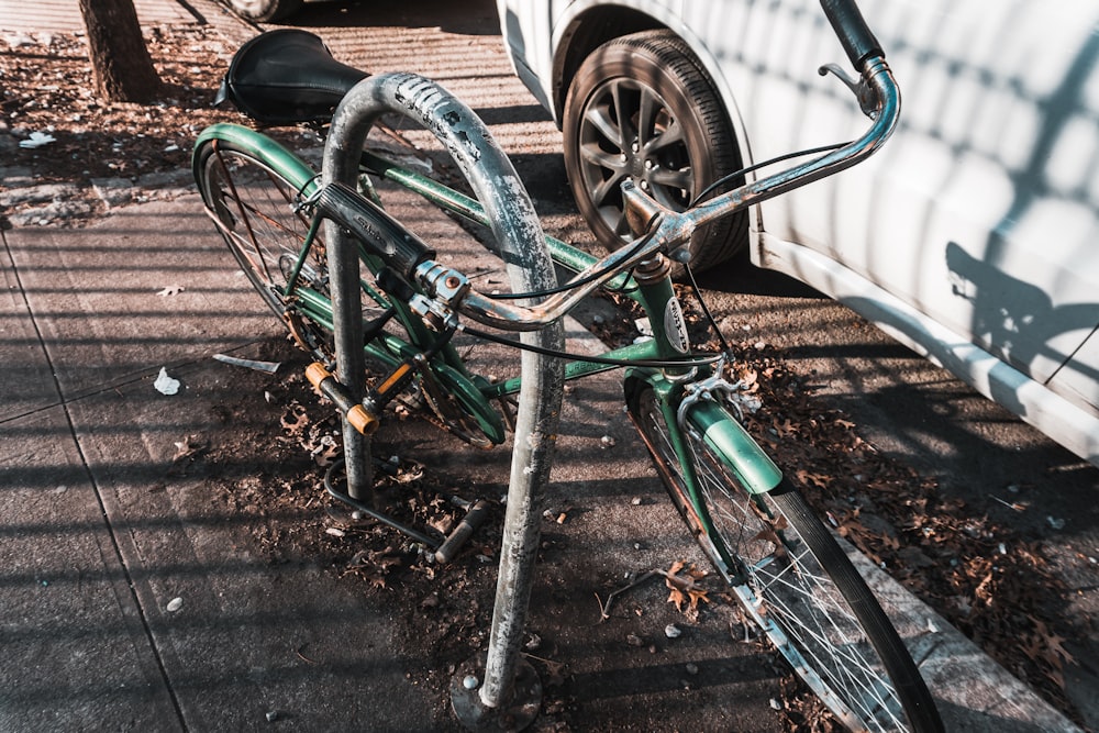 green and grey bicycle during daytime