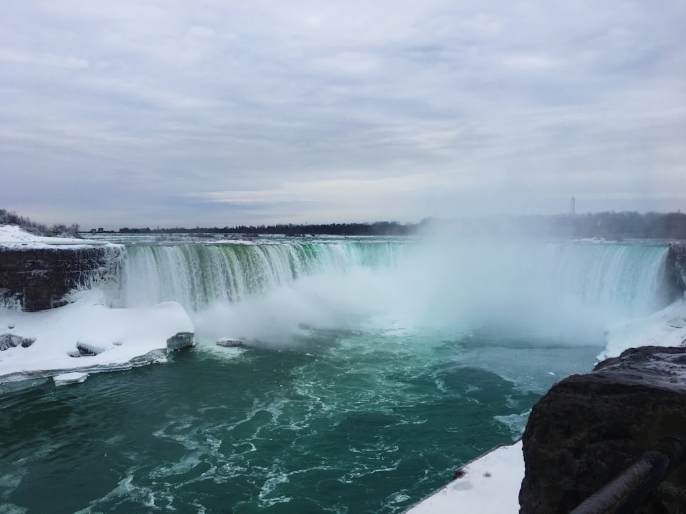 Les chutes du Niagara sous un ciel blanc