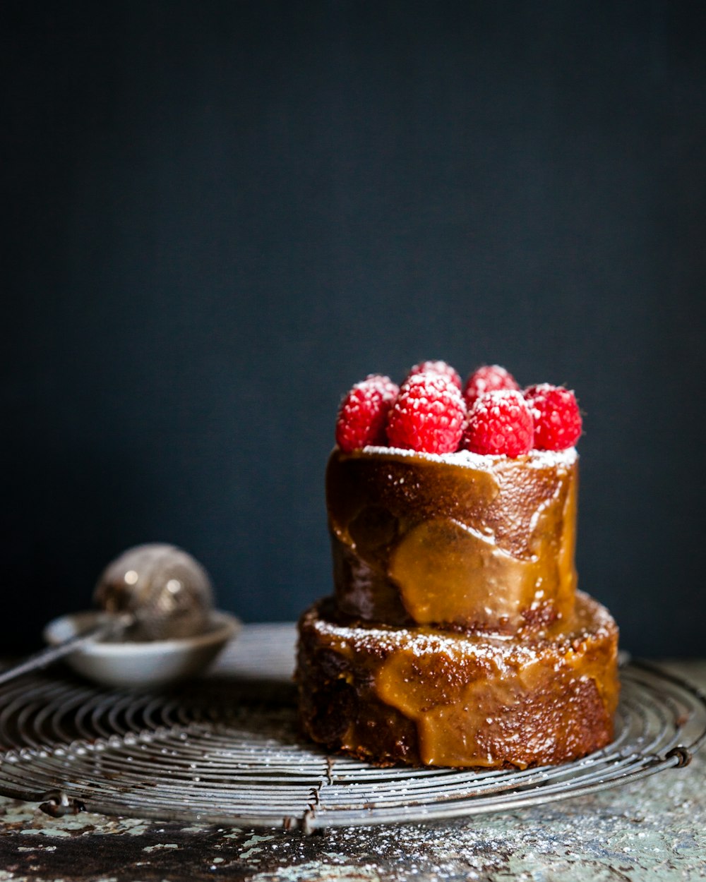 baked cake with rapsberry fruits