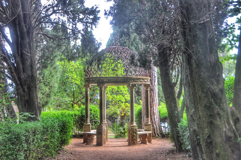 gray concrete gazebo