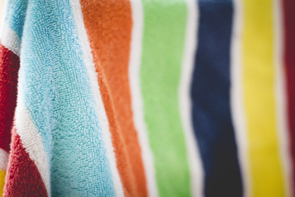 multicolored striped textile