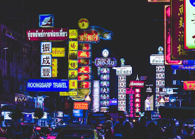 Neon signs along Yaowarat Road, Bangkok Chinatown