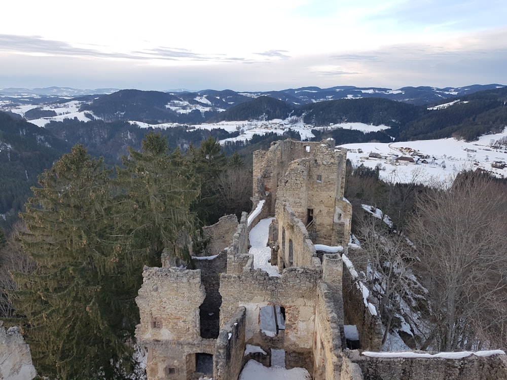 brown ruin building