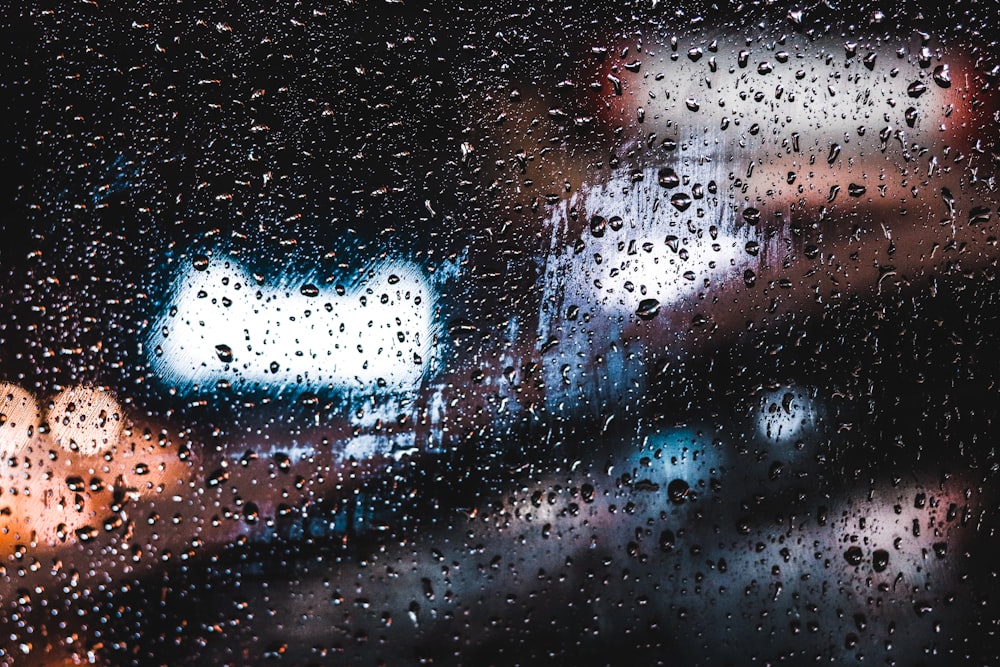 glass window with rain drops