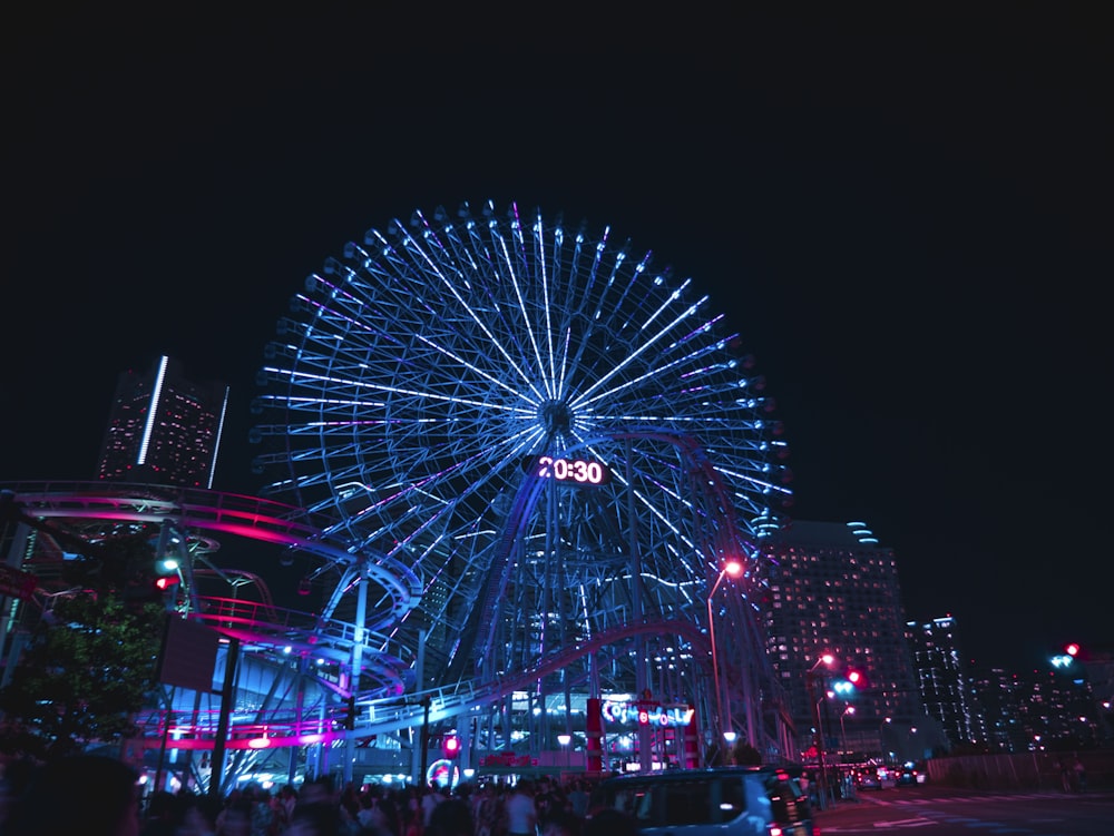 amusement park during night time
