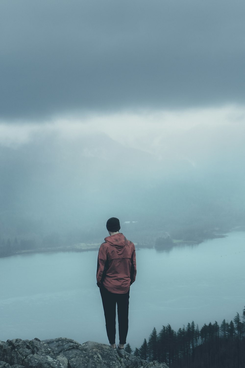 man standing on mountain