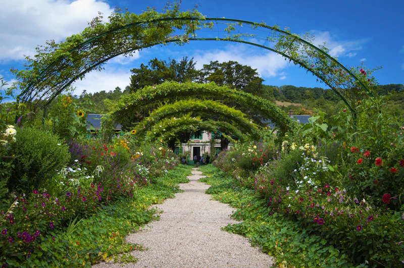 The flower-lined path to Claude Monet's house in Giverny