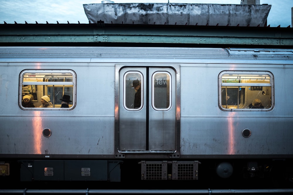 single perspective photography of gray train