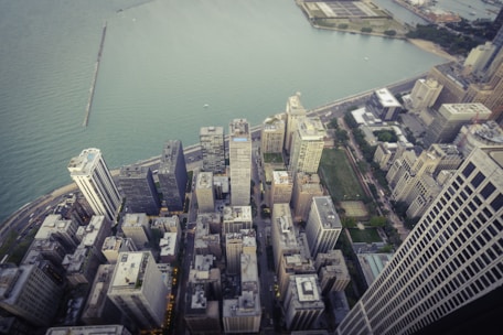 A stunning water view with highrise buildings, representing home evaluations.