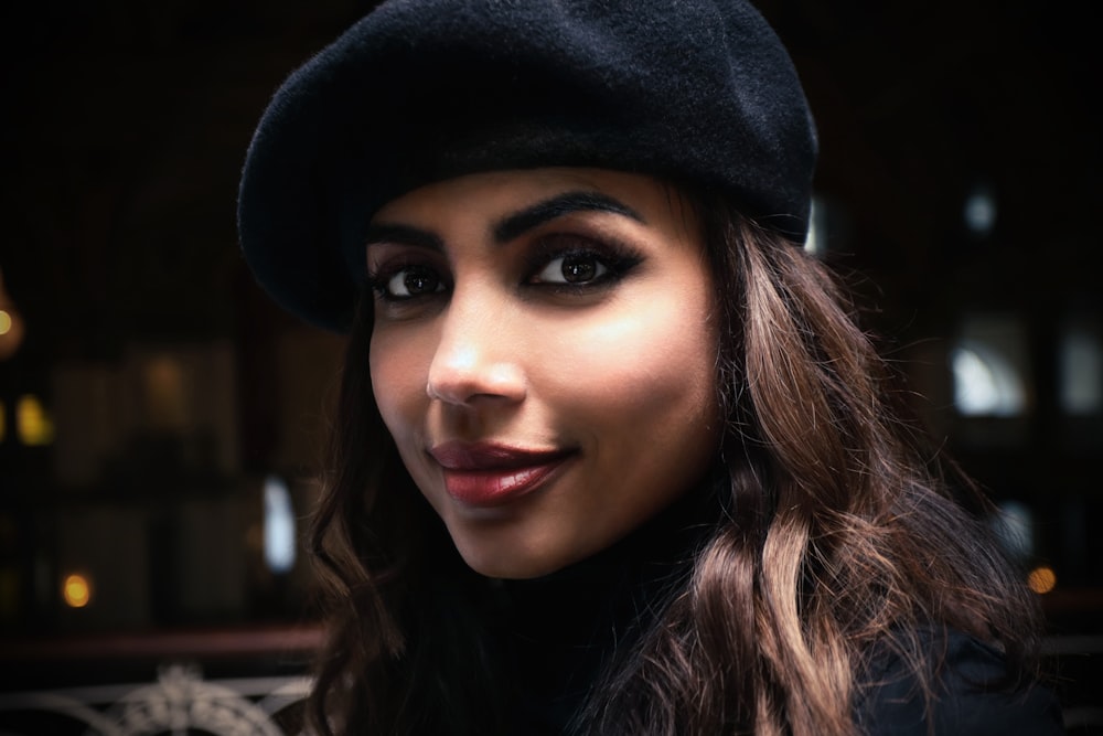 smiling woman wearing black top