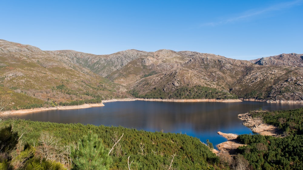 Lago bajo el cielo azul durante el día