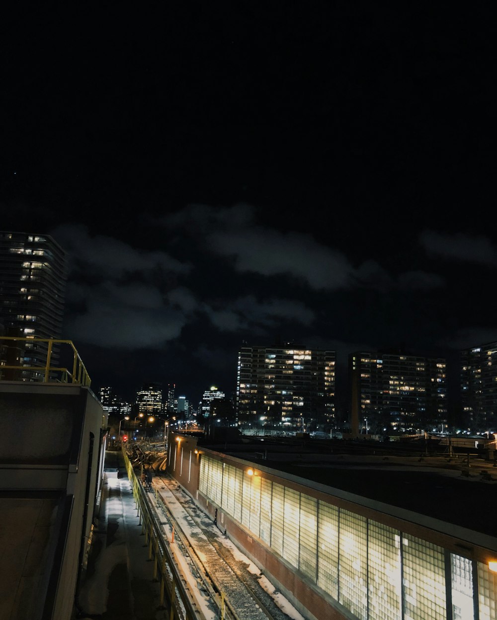 lighted buildings