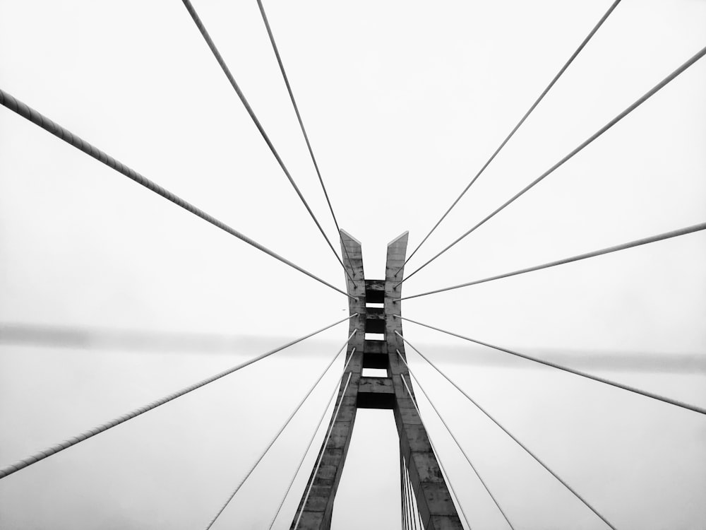 fotografia em tons de cinza da ponte