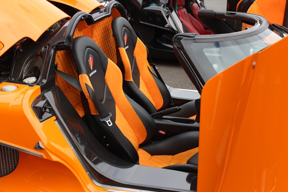orange and black car seat