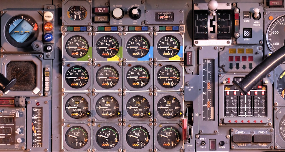 gray machine control buttons, Concorde Aircraft instrument panel