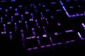 black and purple gaming keyboard