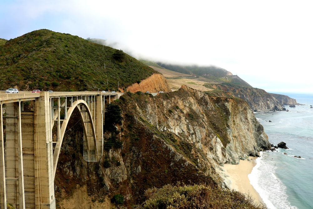 concrete bridge and mountain