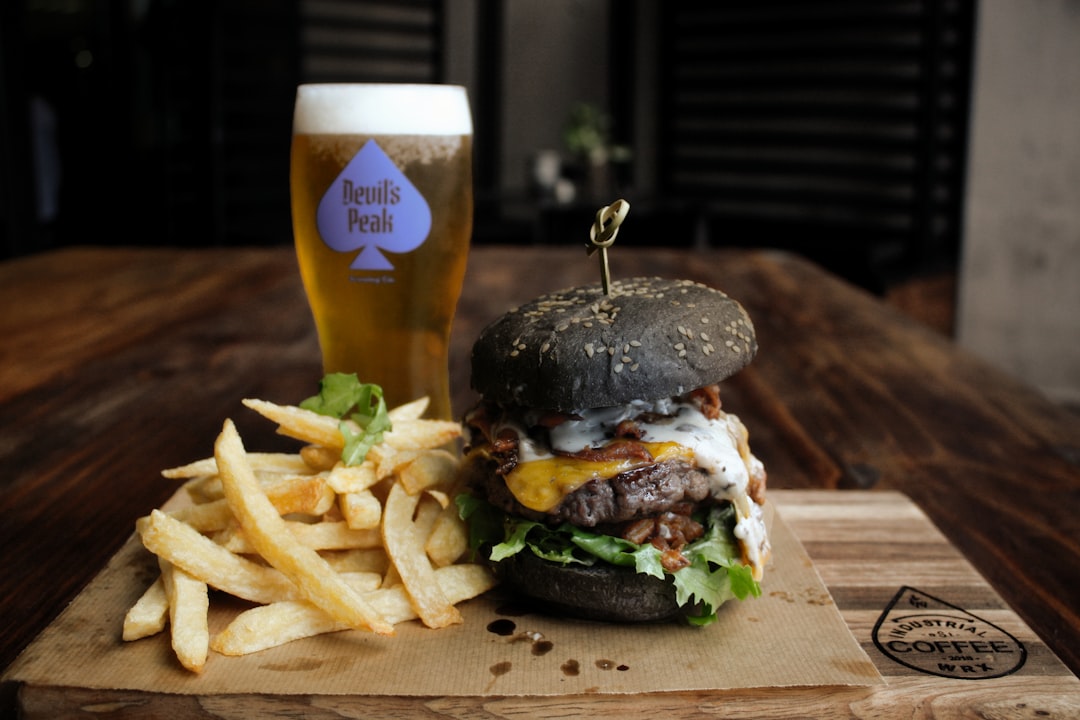 cooked burger and french fries